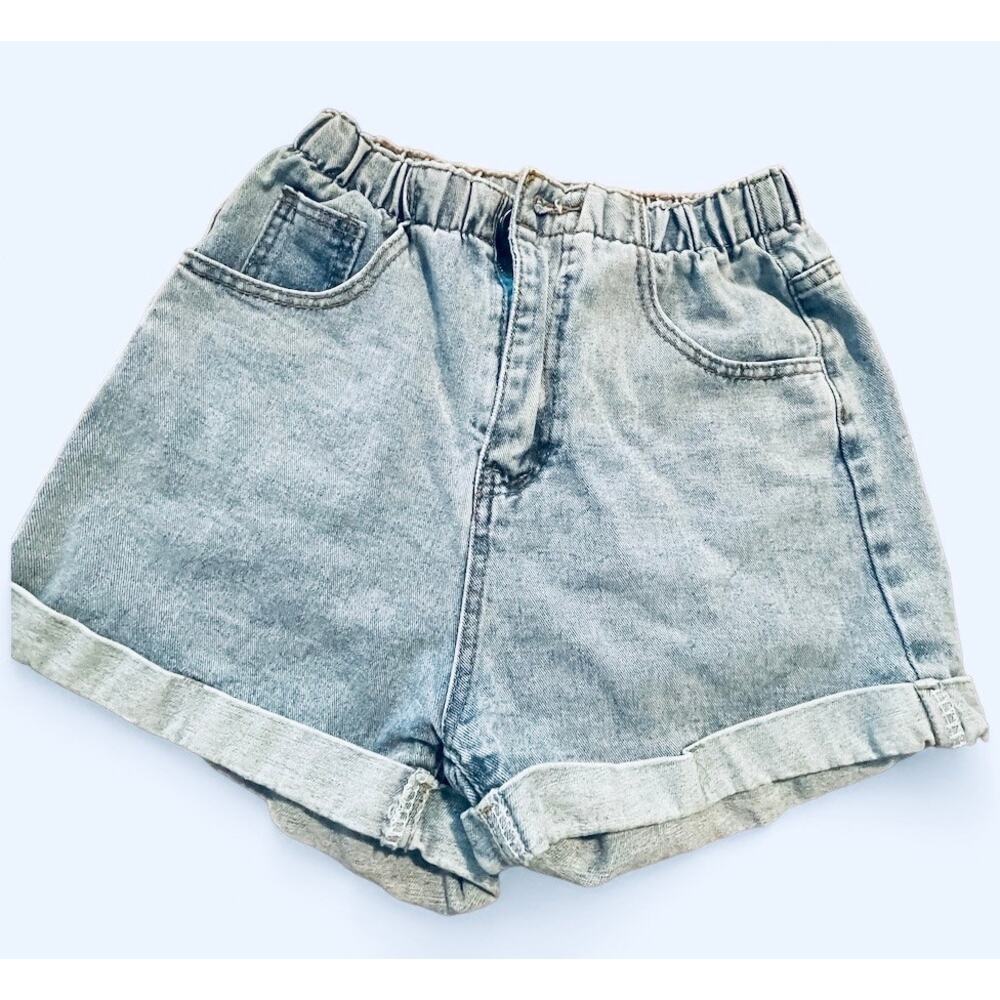 Womens Small SHEIN High Waisted Elastic Waist Rolled Cuff Denim Shorts Preowned